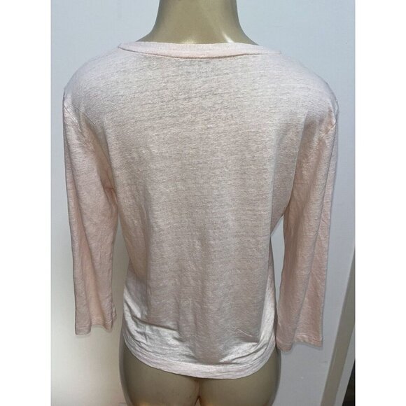 Majestic Filature 4 Linen Stretch 3/4 Sleeve Button Down Top Deluxe Tee shirt - Picture 4 of 5